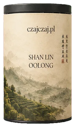 Puszka herbaty Shan Lin Oolong z rysunkiem górskich tarasów